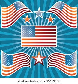 USA Flag and Stars set