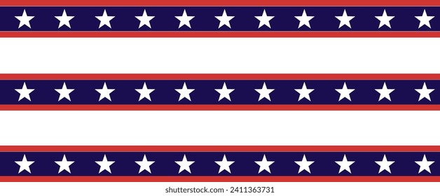 USA Flag Stars and Stripes Seamless Pattern, 4th of July Red, Blue, White Stars and Lines Background for Celebration Holiday, American President Day, memorial day, Vector Illustration