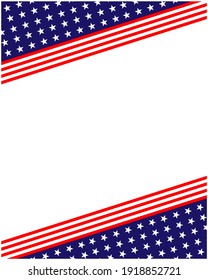 USA flag stars symbols patriotic background frame corner with empty space for your text design blank template.