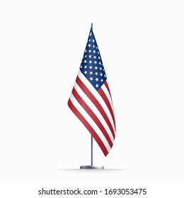 USA flag state symbol isolated background national banner  Greeting card National Independence Day the United States  Illustration banner and realistic state flag America 