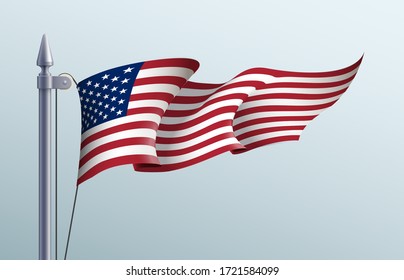 Símbolo del estado de la bandera de EE.UU. aislado en banner nacional de fondo. Tarjeta de saludo Día de la Independencia Nacional de los Estados Unidos. Cartel de ilustración con una bandera estatal realista de América.