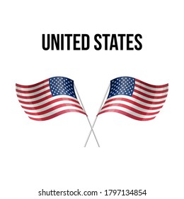 USA flag state symbol isolated on background national banner. Greeting card National Independence Day of the United States. Illustration banner with realistic state flag of America.