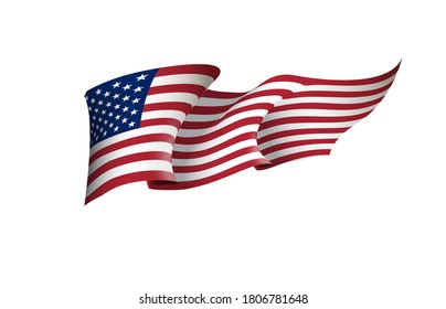 USA flag state symbol isolated on background national banner. Greeting card National Independence Day of the United States. Illustration banner with realistic state flag of America.