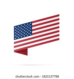 US-Flaggenstaatsymbol einzeln auf nationalem Hintergrund. Grußkarte National Independence Day der Vereinigten Staaten. Illustrationsbanner mit realistischer Staatsflagge Amerikas.