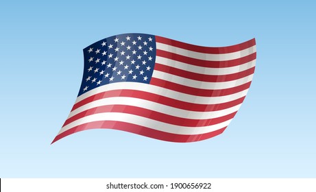 USA flag state symbol isolated on background national banner. Greeting card National Independence Day of the United States. Illustration banner with realistic state flag of America.
