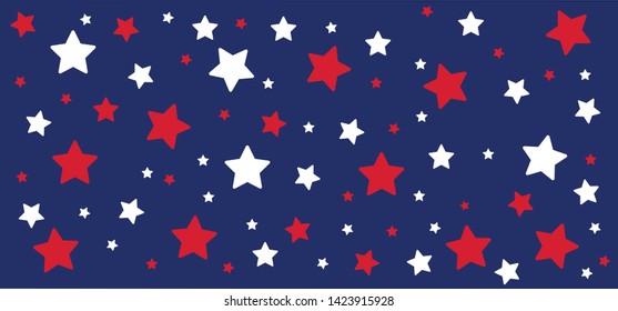 USA flag style seamless stars pattern. blue red background Happy star vector,  4th fourth of july American. Independence, Patriotic, Memorial, Veterans, Labor, Armed forces day. united states banner