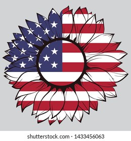 USA flag in sunflower, 4th of july, patriotic, fourth of july, america, us