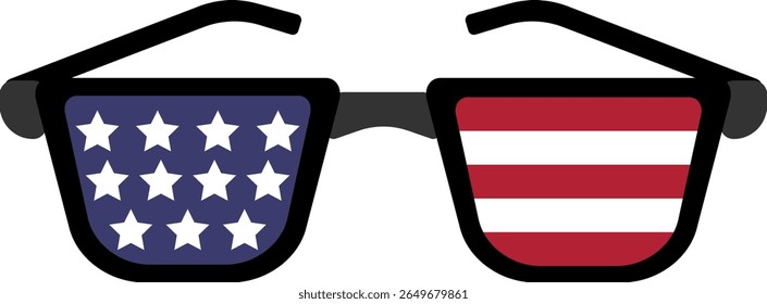 USA Flag Sunglasses Vector — Patriotic American Independence Day Glasses Icon