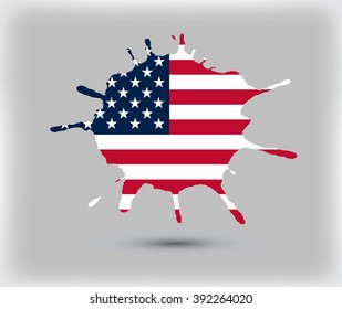 USA flag symbol.American flag vector design.Splash with USA flag.