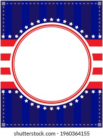 USA flag symbols round border with empty space for text.