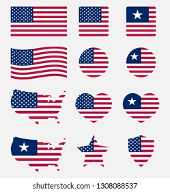 Usa Flag Symbols Set United States Stock Vector (Royalty Free ...