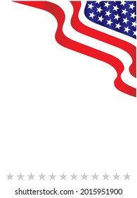 USA flag symbols wavy corner patriotic border frame with empty space for text vector design template