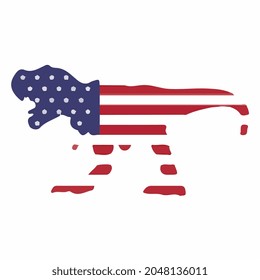 usa flag in t rex flat vector art