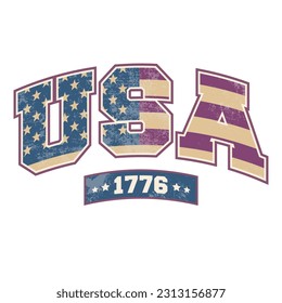 US-Flagge in Text 1776 Symbol Logo, Vektorgrafik