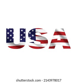 USA Flag In Text American Flag In Letters Patriotic Vector Illustration