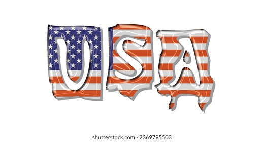 USA flag text font, USA With Flag, 3D vector illustration