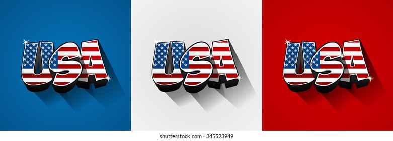 USA flag text on background vector illustration