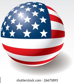 USA flag texture on ball. Design element. Vector illustration.