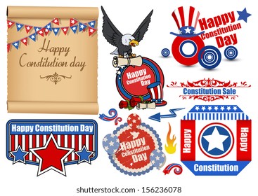 USA Flag theme Constitution Day Patriotic Design Backgrounds & Elements Vectors Set