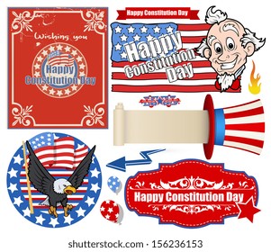 USA Flag theme Constitution Day Backgrounds & Elements Vectors Set