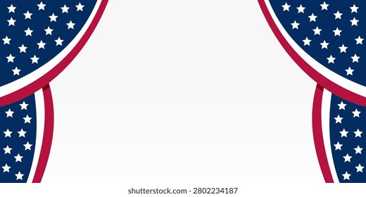 USA flag theme curtain background with copy space, american patriotic frame border vector for 4th of July, Memorial Day, and election events