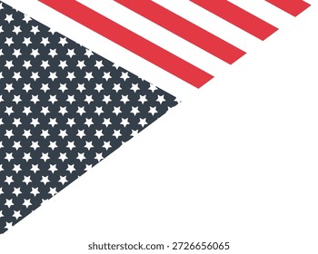 USA Flag Themed Corner Design with Stars and Red Stripes, Patriotic American Decorative Element for Fourth of July and Veterans Day