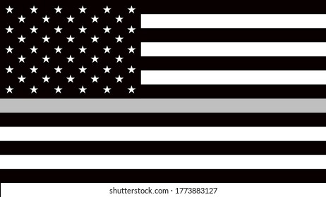 USA flag with a thin gray or silver - a sign to honor and respect american correctional officers, prison guards and jailers