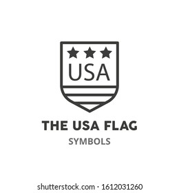 The USA flag  thin line icon. The USA symbols. Vector illustration symbol element for web design. 