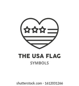 The USA flag thin line icon. The USA symbols. Vector illustration symbol element for web design. 
