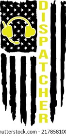 USA flag with a thin yellow or gold line - a sign to honor and respect American Dispatchers, Security Guards and Loss Prevention