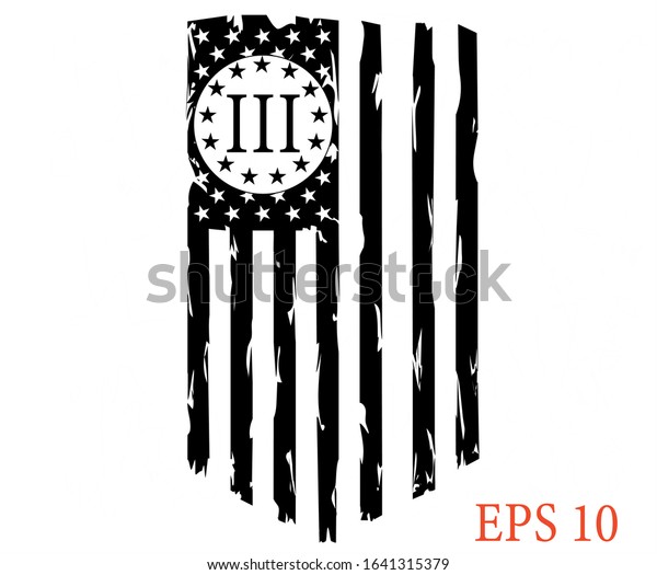Usa Flag Three Percenters Distressed American Stock Vector (Royalty