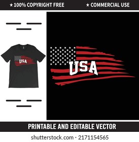USA Flag T-Shirt Vector Design, Patriotic T-Shirts, July 4th Shirts, American Flag Shirt.