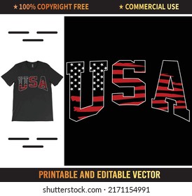 USA Flag T-Shirt Vector Design, Patriotic T-Shirts, July 4th Shirts, American Flag Shirt.