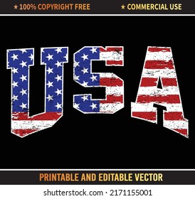 USA Flag T-Shirt Vector Design, Patriotic T-Shirts, July 4th Shirts, American Flag Shirt.