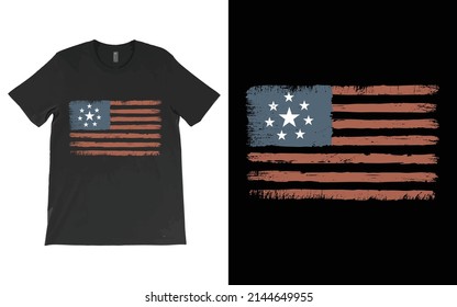 Vector de camisetas con bandera de los Estados Unidos, camisetas patrióticas, camisetas del 4 de julio, camiseta con vector de naranja de la bandera de los Estados Unidos.