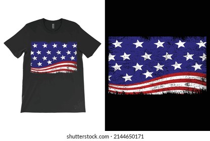 USA Flag T-Shirt Vector, Patriotic T-Shirts, July 4th Shirts, USA Flag Grange Vector T-Shirt.
