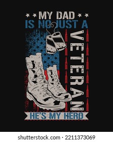 USA flag with typography vintage veteran t-shirt design.