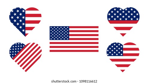USA flag. Flag of the United States of America. American Flag for Independence Day. Vector illustration.