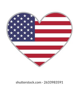 USA flag. United States love flag. United States flag in heart shape. Love symbol. Vector illustration