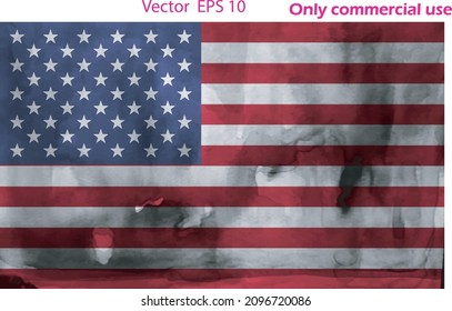 USA Flag, vector flag, American flag, EPS 10. army, military, veterans, navy, patriotic. Watercolor painting. 