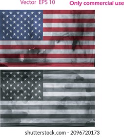 US-Flagge, Vektorflagge, amerikanische Flagge, EPS10. Armee, Militär, Veteranen, Marine, Patrioten. Aquarellmalerei. 