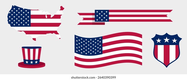 USA Flag Vector, American Flag Illustration in Vintage Style
