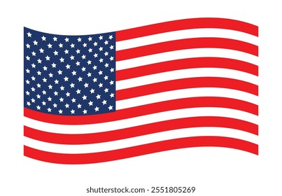USA flag. USA flag vector. American national symbol of united states with stars stripes illustration on white background.