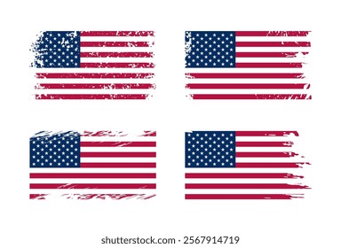 USA flag vector american national symbol of united states with stars stripes illustration freedom independence set of flagged patriotic emblem isolated