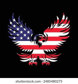 USA flag vector art illustration with eagle