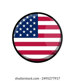 Vector de la bandera de ee.uu. en círculo redondo sobre fondo blanco