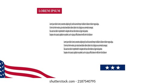 USA Flag, Vector Composition. Vector American Flag Ribbon. Vector Illustration With Small Flag Of USA Suitable For Advertising Banner Template, Magazine, Poster Or Website - Internet Site