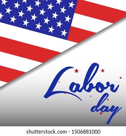 USA flag vector design with Labor day letter vector design.