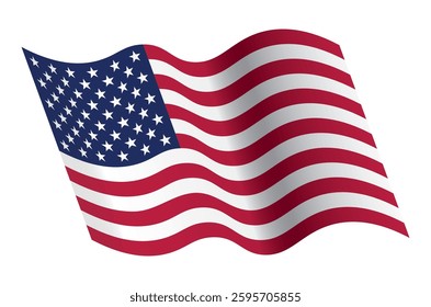 USA flag, vector eps. Waving American Flag icon, white isolated background
