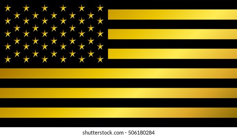 USA Flag Vector, Gold And Black